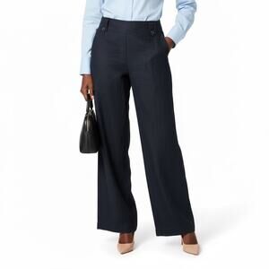 Talbots 100% Linen Pants Size 10 Black Mid Rise Straight Leg Classic Minimalist